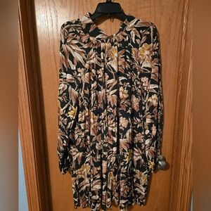 H&M Black and Brown Floral Long Sleeve Dress